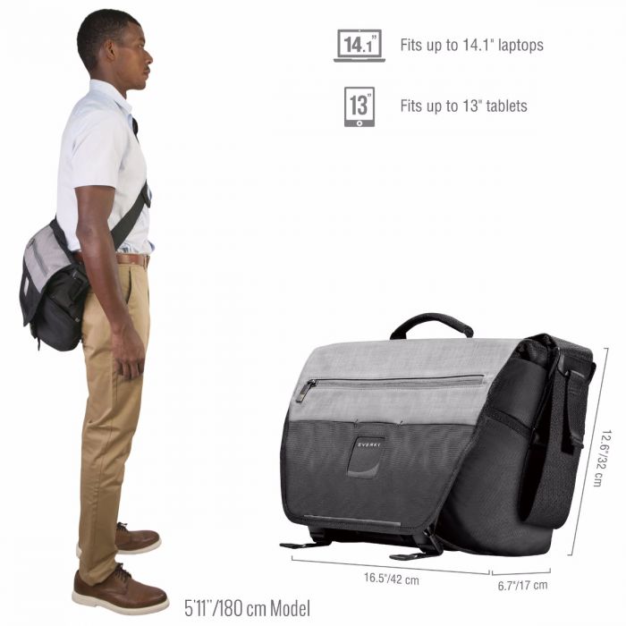 EVERKI ContemPRO 14 Inch Black Laptop Bike Messenger