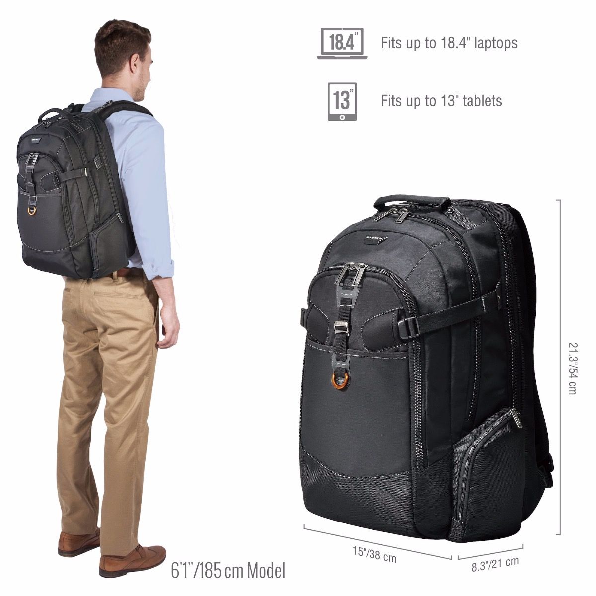 Everki Titan EKP120 Carrying Case Backpack for 18.4 Laptop - Black